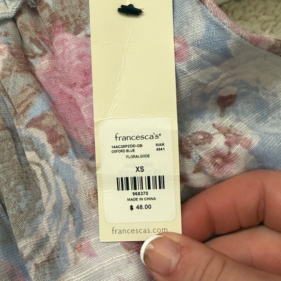 Francesca's Collections Blue and Pink Floral Skirt - Picture 2 of 2